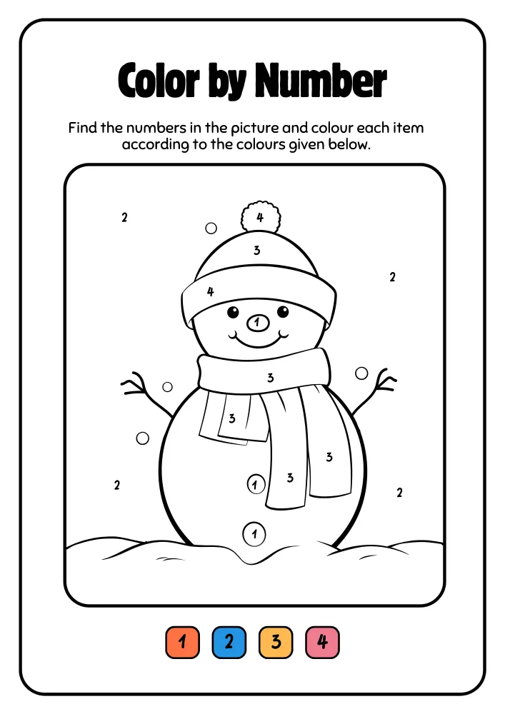 Easy Color by Number Worksheets for Kindergarten