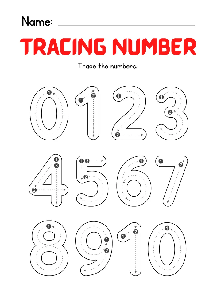 Free Number Tracing Worksheets for Preschoolers