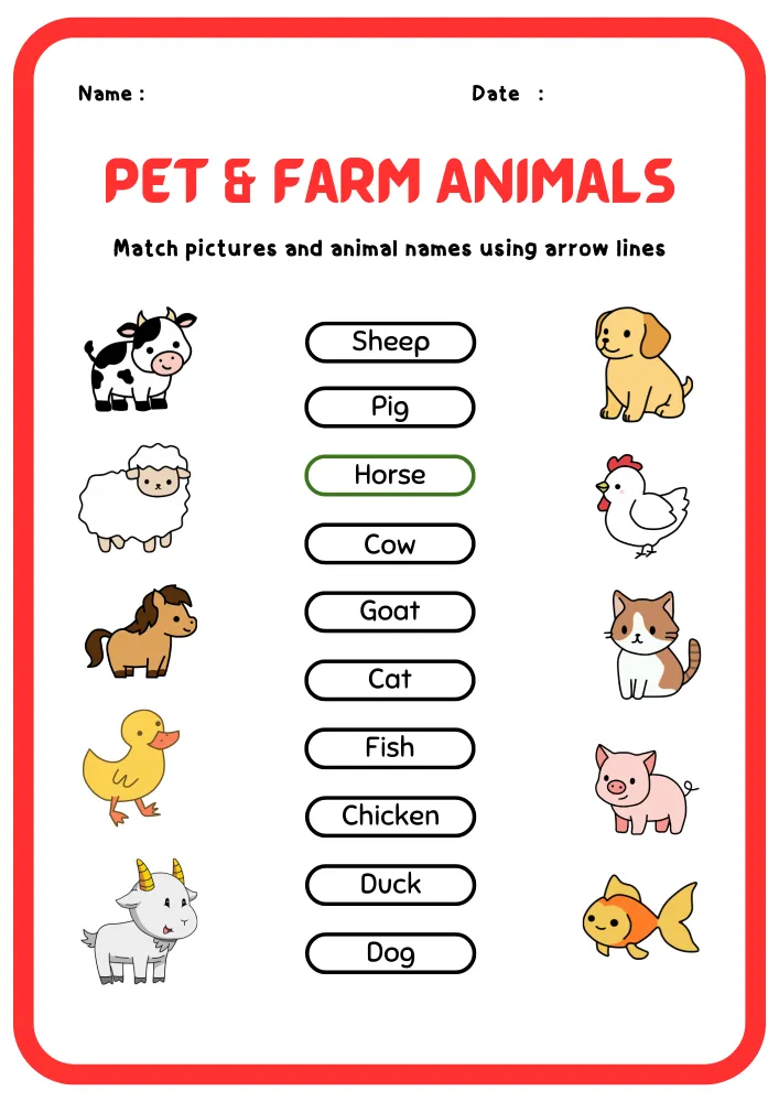 Free Printable Animal Worksheets for Preschoolers