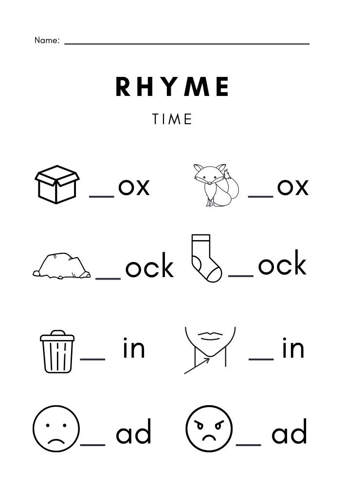 Free Printable Rhyming Worksheets