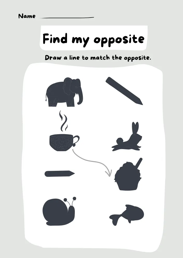 Free Printable Worksheet to Learn Opposites