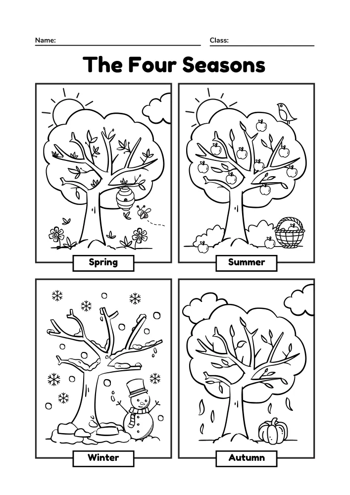 Free Worksheets for Learning Seasons