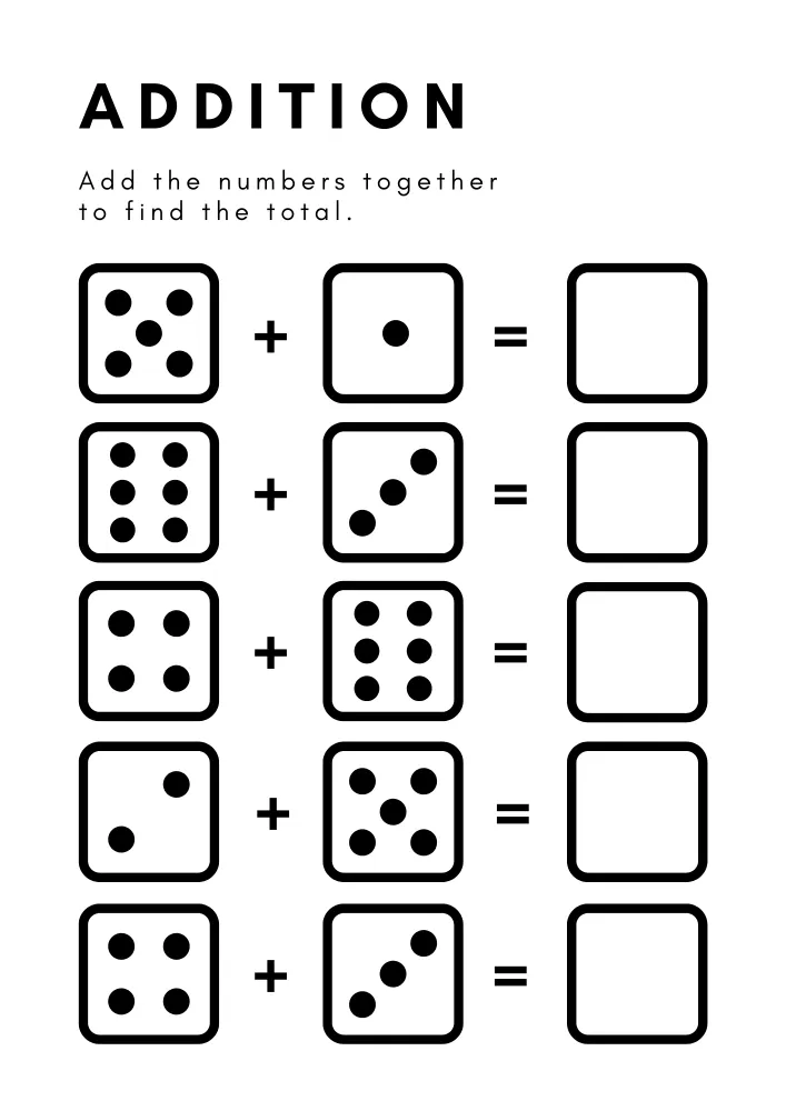 Kindergarten Printable Worksheets for Addition