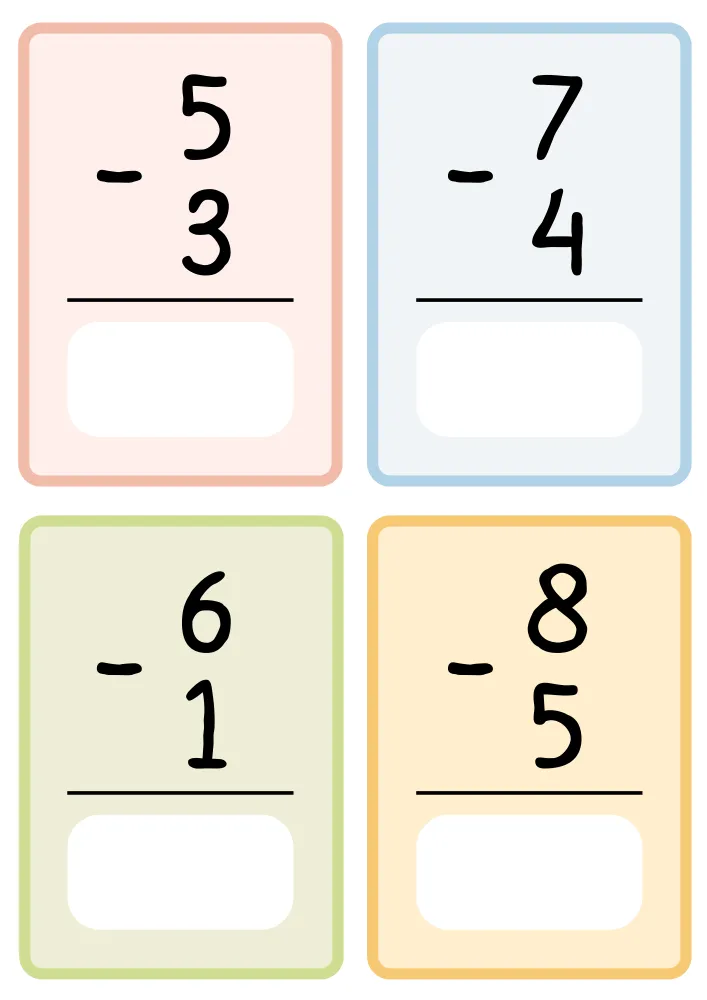 Simple Subtraction Worksheets for Kindergarten