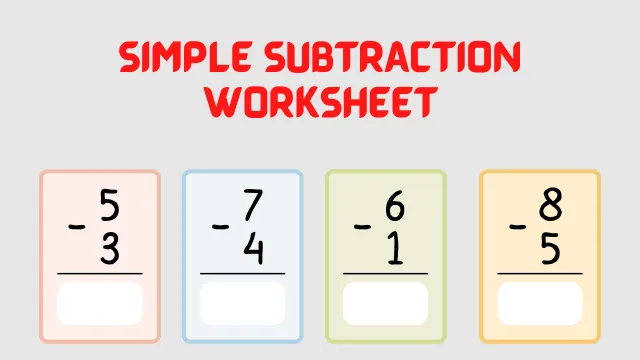 Simple Subtraction Worksheets for Kindergarten